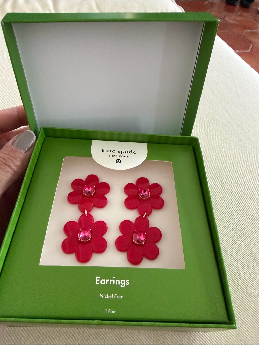 kate spade New York Pink Floral Drop Earrings